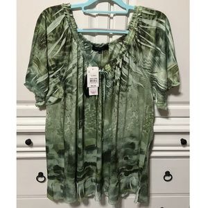 NWT ladies Size 2X Sage combination elastic neck, sleeves
